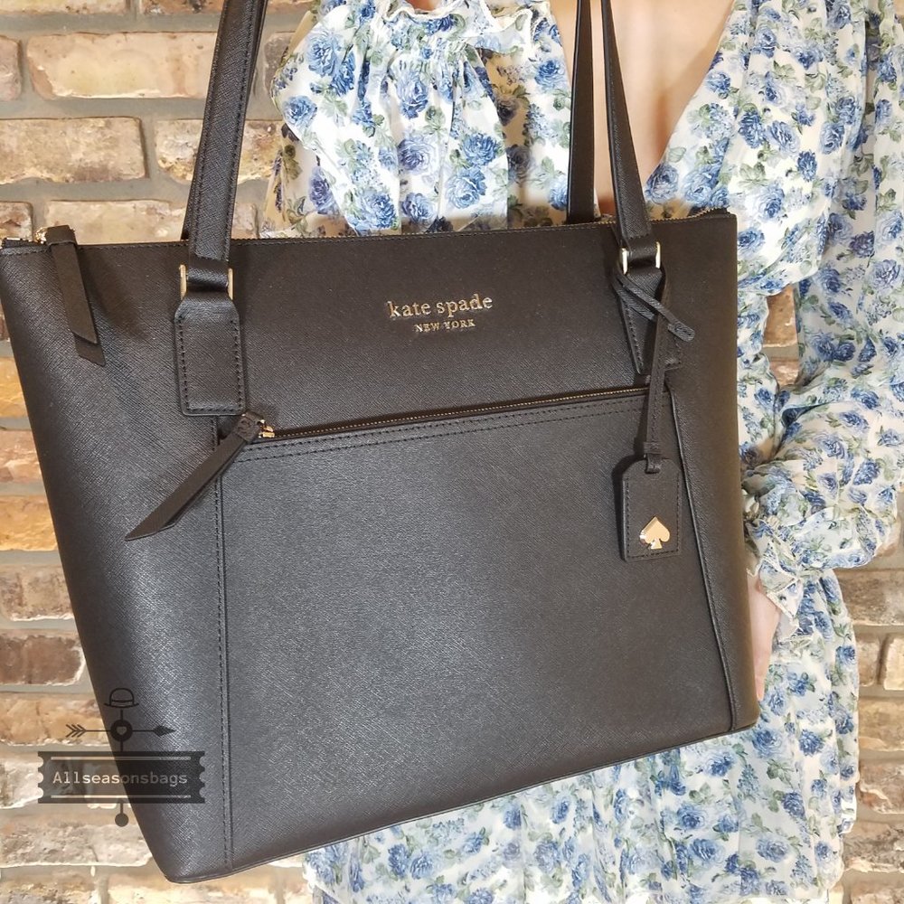 Kate Spade LARGE cameron Pocket Tote Black leather - Picture 2 of 9